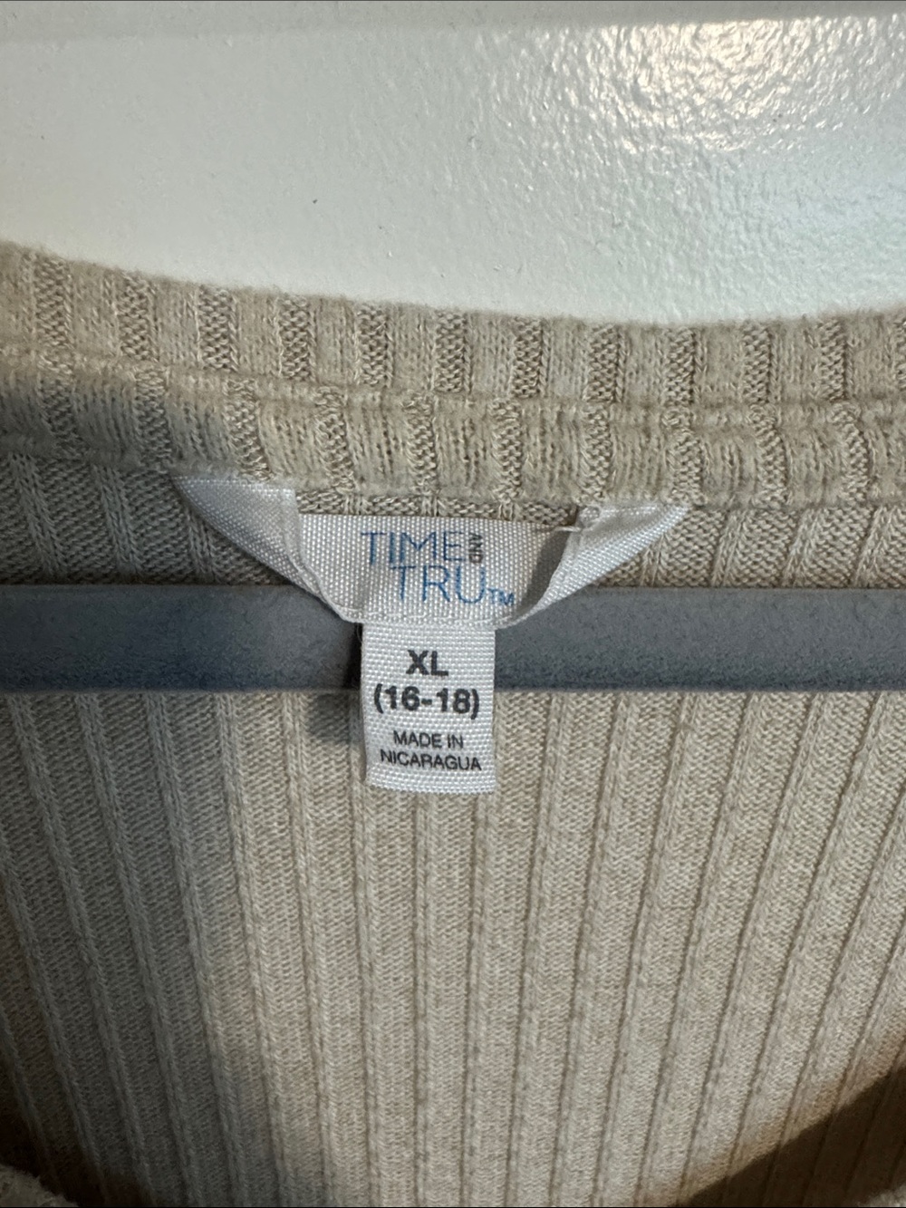 Women’s Ribbed V-Neck Sweater in Light Beige - Picture 2 of 2